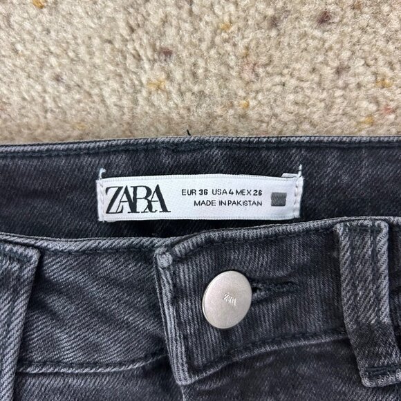 Zara High Waist Slim Flare Jeans Size 4 Medium Black Wash Women's - Picture 5 of 5
